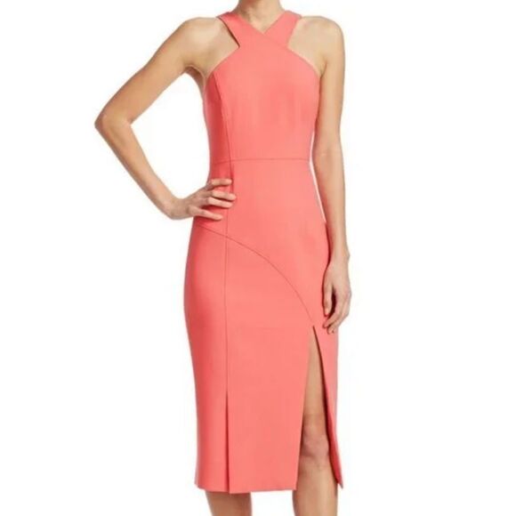 Cinq à Sept Melina Halter Cutaway Midi Dress 2 - Picture 1 of 11